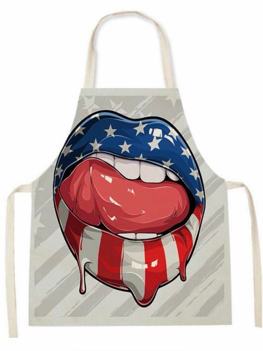 Patriotic USA Flag Linen Apron, BBQ Party Bib